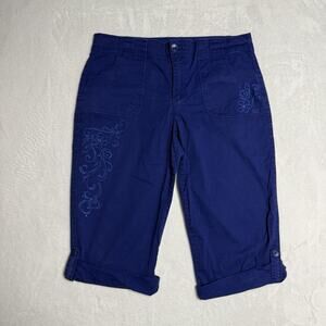 Gloria Vanderbilt Capri Pants Womens 12 Blue Skimmer Embroidered Rhinestone